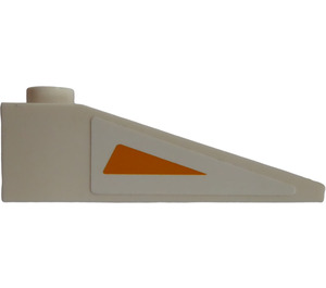 LEGO Blanc Pente 1 x 4 x 1 (18°) avec Orange Triangle (Droite) Autocollant (60477)