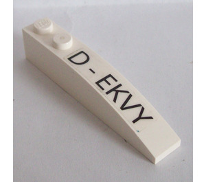 LEGO White Slope 1 x 6 Curved with 'D-EKVY' Left Sticker (41762)