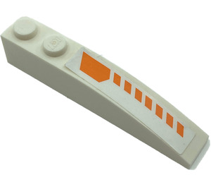LEGO Weiß Steigung 1 x 6 Gebogen mit Orange Streifen (Recht) Aufkleber (41762)