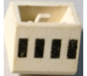 LEGO hvid Skråning 2 x 2 (45°) Inverteret med 4 Sort Rectangles (Ferry Windows) med flad afstandsholder nedenunder (3660)