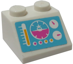 LEGO Wit Helling 2 x 2 (45°) met Aircraft Flight Control Paneel Sticker (3039)