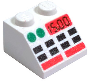 LEGO Blanc Pente 2 x 2 (45°) avec Noir Boutons, Vert Dots, Rouge lines et Noir 15.00 (3039 / 82613)