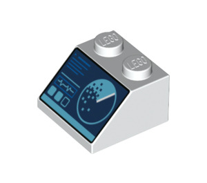 LEGO Wit Helling 2 x 2 (45°) met Blauw Control Paneel met Buttons en Radar Screen (3039 / 69043)