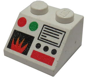 LEGO White Slope 2 x 2 (45°) with Fire and Buttons (3039 / 82638)