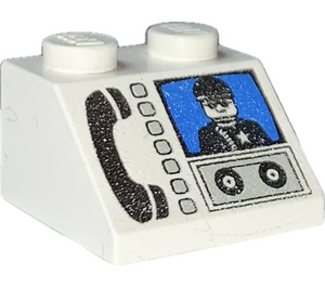 LEGO Білий Схил 2 x 2 (45°) з Phone, Tape і Мініфігурка (3039 / 81893)