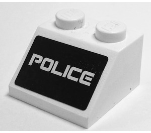 LEGO blanc Pente 2 x 2 (45°) avec Police Autocollant (3039)