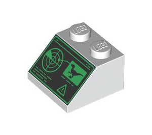 LEGO White Slope 2 x 2 (45°) with Radar screen and dinosaur (3039 / 103615)