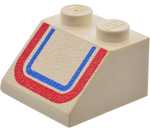 LEGO Bianco Pendenza 2 x 2 (45°) con Rosso e Blu 'U' Striscia (3039)