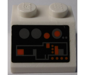 LEGO White Slope 2 x 2 (45°) with Red and Gray Buttons and Controls Sticker (3039)