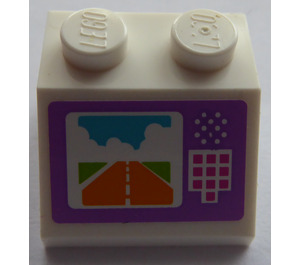 LEGO Weiß Steigung 2 x 2 (45°) mit runway und buttons Aufkleber (3039)