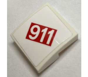 LEGO Wit Helling 2 x 2 Gebogen met '911' Sticker (15068)