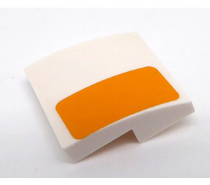 LEGO White Slope 2 x 2 Curved with Bright Light Orange Rectangle - Right Side Sticker (15068)
