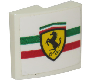LEGO Weiß Steigung 2 x 2 Gebogen mit Ferrari Logo (Model Recht) Aufkleber (15068)