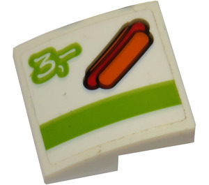 LEGO White Slope 2 x 2 Curved with Hotdog and '3' Sticker (15068)