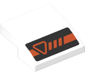 LEGO White Slope 2 x 2 Curved with Orange Triangle and Stripes (Right) Sticker (15068)