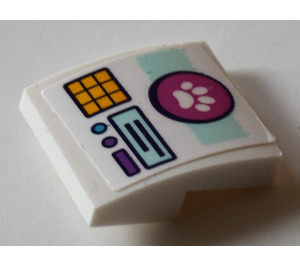 LEGO White Slope 2 x 2 Curved with Paw Print and Keypad Sticker (15068)