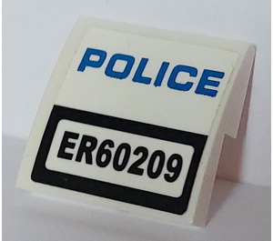 LEGO Wit Helling 2 x 2 Gebogen met "Politie ER60209" Sticker (15068)