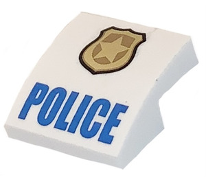 LEGO White Slope 2 x 2 Curved with "POLICE", Golden Badge with Black Border Outside (15068 / 29649)