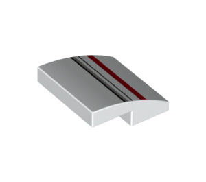 LEGO White Slope 2 x 2 Curved with Red and black Lines (15068 / 27196)