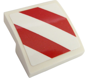 LEGO blanc Pente 2 x 2 Incurvé avec rouge et blanc Danger Rayures (Droite Côté) Autocollant (15068)
