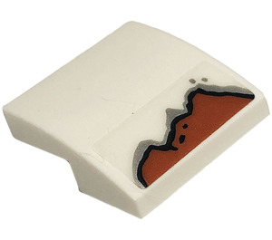 LEGO White Slope 2 x 2 Curved with Rust Sticker (15068)