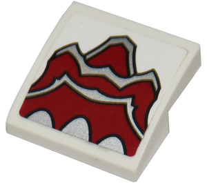 LEGO blanc Pente 2 x 2 Incurvé avec Argent et Dark rouge Paw Modèle Autocollant (15068)