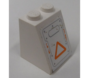 LEGO White Slope 2 x 2 x 2 (65°) with 'LE 73', 'PN 234', Orange Triangle Sticker with Bottom Tube (3678)