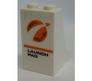 LEGO White Slope 2 x 2 x 3 (75°) with 'LAUNCH PAD' Sticker (Solid Studs) (98560)