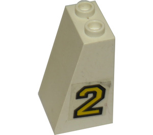 LEGO blanc Pente 2 x 2 x 3 (75°) avec Number 2 Autocollant Goujons creux, surface rugueuse (3684)