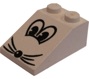 LEGO White Slope 2 x 3 (25°) with Mouse Face with Rough Surface (81598 / 82244)