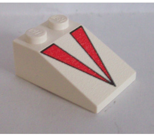 LEGO White Slope 2 x 3 (25°) with Red Triangles with Rough Surface (3298)