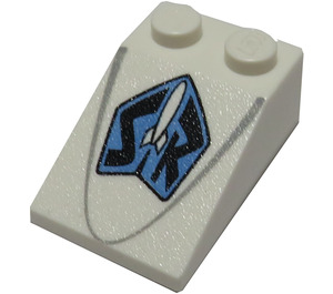 LEGO Bianco Pendenza 2 x 3 (25°) con Spazio Rangers logo con superficie ruvida (3298 / 89525)