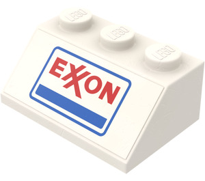 LEGO Бяло Наклон 2 x 3 (45°) с Exxon Стикер (3038)