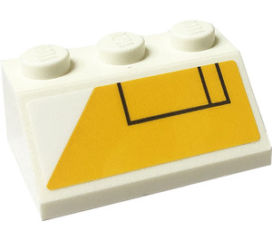 LEGO blanc Pente 2 x 3 (45°) avec Light Orange Navette Côté Décoration Droite Autocollant (3038)