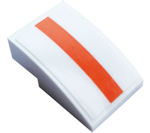 LEGO blanc Pente 2 x 3 Incurvé avec Orange Stripe Autocollant (24309)