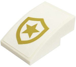 LEGO blanc Pente 2 x 3 Incurvé avec Star Badge Autocollant (24309)