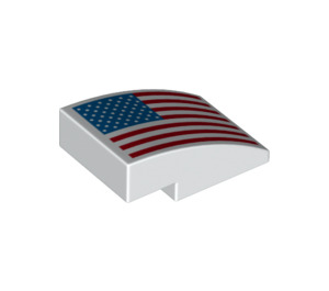 LEGO Weiß Steigung 2 x 3 Gebogen mit USA Flagge (34963 / 78181)
