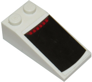 LEGO White Slope 2 x 4 (18°) with Black Area with 6 Red Dots Sticker (30363)