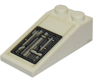 LEGO White Slope 2 x 4 (18°) with Pipework Sticker (30363)