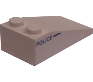 LEGO White Slope 2 x 4 (18°) with Police and Line (Left) Sticker (30363)