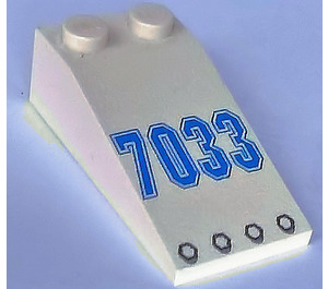 LEGO White Slope 2 x 4 (18°) with Rivets and '7033' (30363)