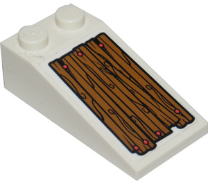 LEGO White Slope 2 x 4 (18°) with Woodgrain and Nails (Left) Sticker (30363)
