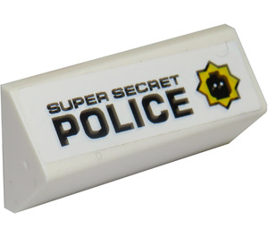 LEGO Blanc Pente 2 x 4 (45°) Double avec Super Secret Police (Droite) Autocollant (3041)