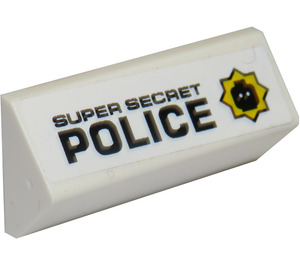LEGO blanc Pente 2 x 4 (45°) Double avec Super Secret Police (Droite) Autocollant (3041)
