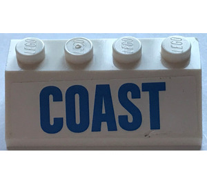 LEGO blanc Pente 2 x 4 (45°) avec "COAST" Autocollant avec surface rugueuse (3037)