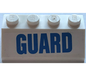 LEGO White Slope 2 x 4 (45°) with "GUARD" Sticker with Rough Surface (3037)