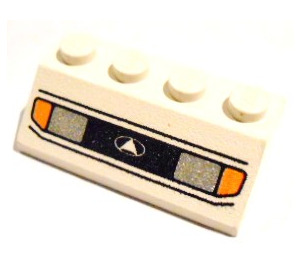 LEGO Weiß Steigung 2 x 4 (45°) mit Headlights und Schwarz Lines Muster mit rauer Oberfläche (3037 / 82929)