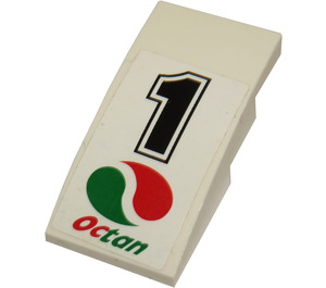 LEGO White Slope 2 x 4 Curved with Black Number 1 and Octan Logo Sticker (93606)