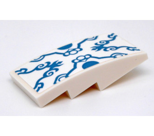 LEGO White Slope 2 x 4 Curved with Blue Arabesque Sticker (93606)