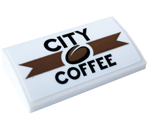 LEGO White Slope 2 x 4 Curved with CITY COFFEE Sticker with Bottom Tubes (88930)